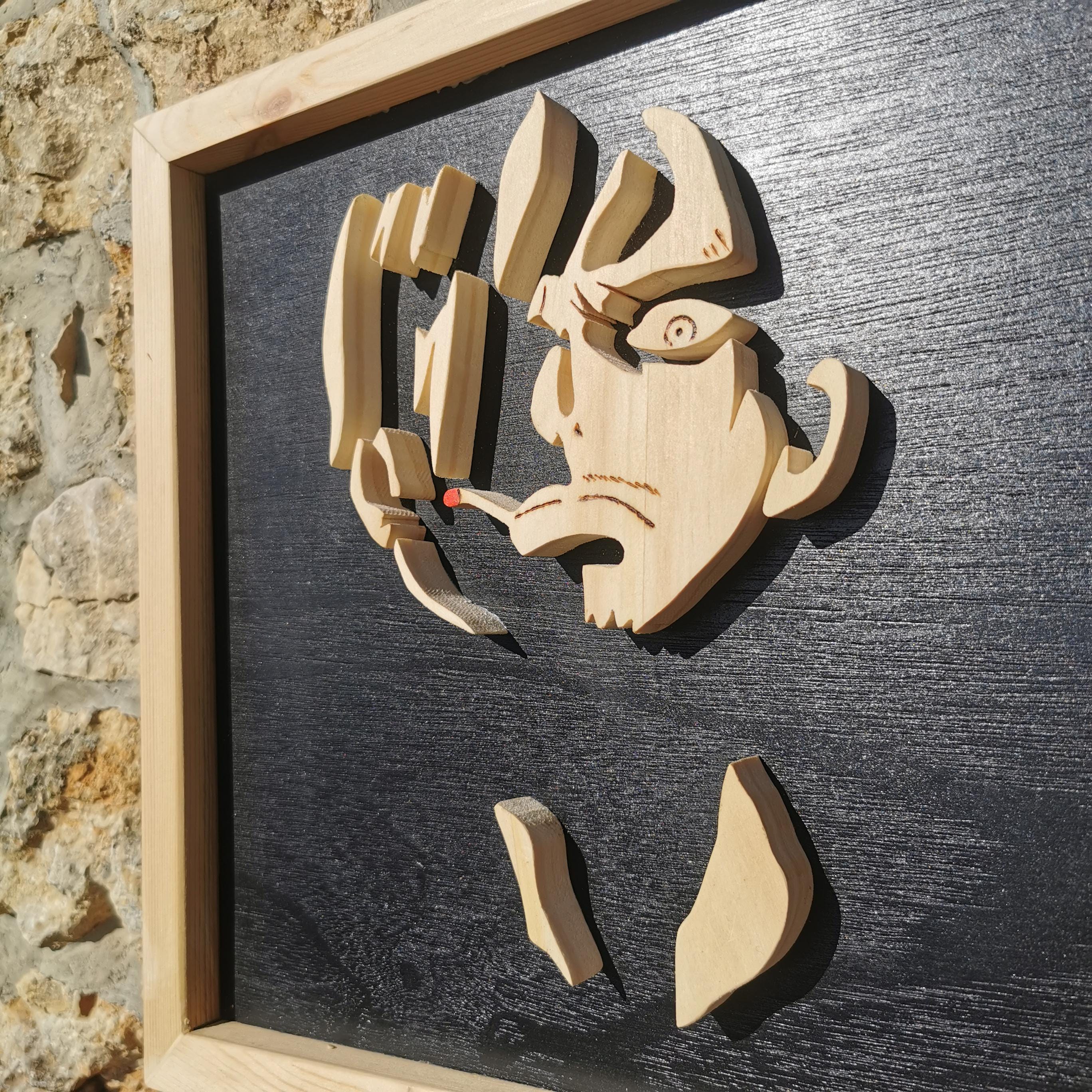 Tableau en bois unique fait mains Sanji (One Piece) Art et passion combinés