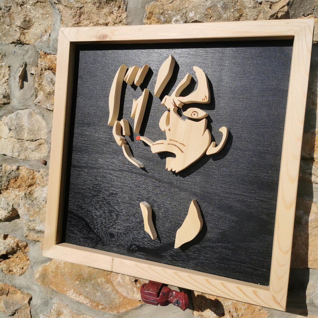 Tableau en bois unique fait mains Sanji (One Piece) Art et passion combinés