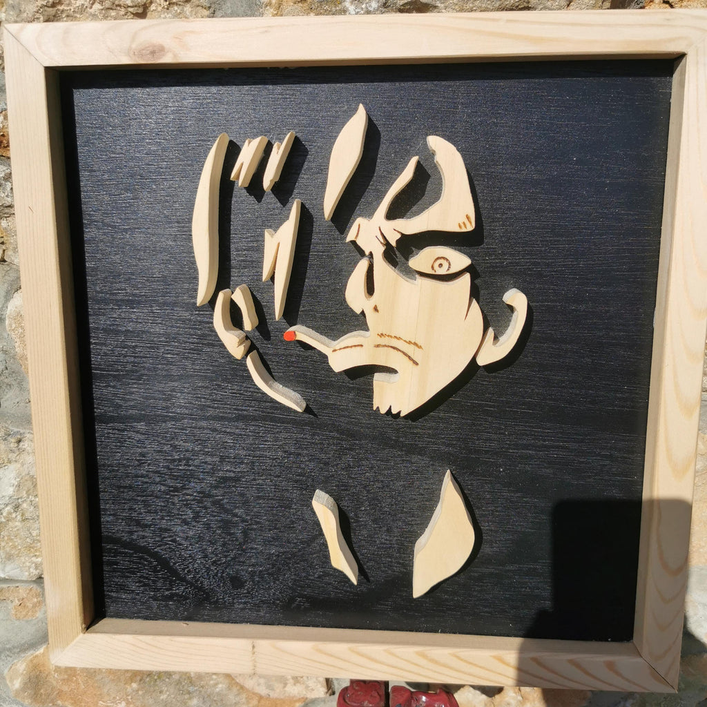 Tableau en bois unique fait mains Sanji (One Piece) Art et passion combinés