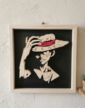 Tableau en bois 3D Artisanal  Luffy Chapeau de Paille One Piece