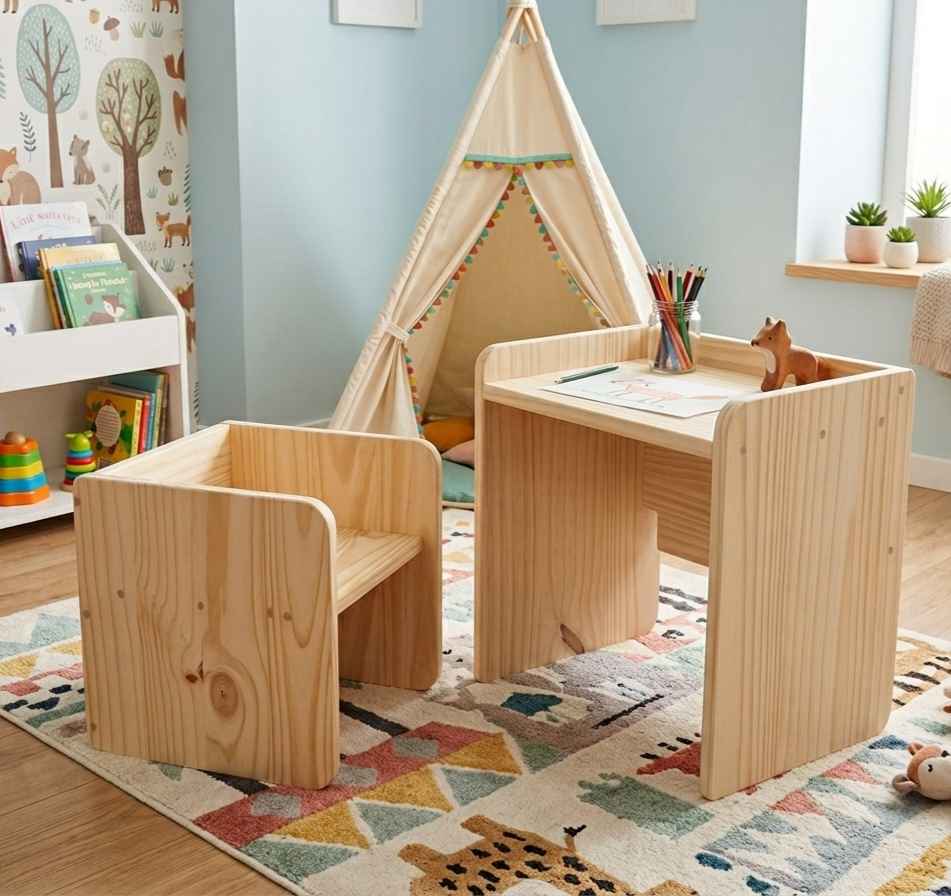 Duo Bureau et chaise evolutifs type Montessori
